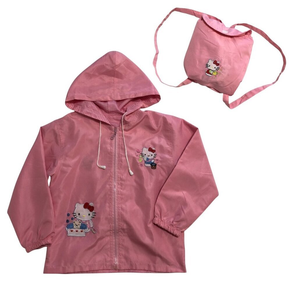 Hello Kitty Foldable Jacket Bag Reversible Lightweight Windbreaker Pink Medium